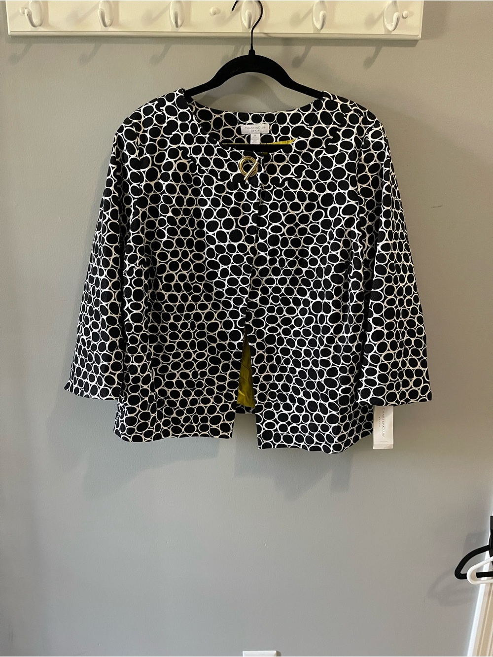 Charter Club Black & White Circle-Print Open Jacket 1 X
